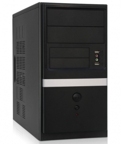 Корпус Foxconn KS-218 black/silver 400W mATX 2*USB Audio Mic Fan AirDuct